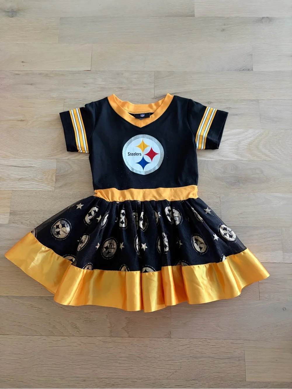 NFL Girls Black and Gold Steelers Tutu game day Dress - Picture 1 of 4
